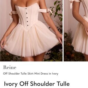 Oh Polly Ivory Off Shoulder Tulle Mini Dress